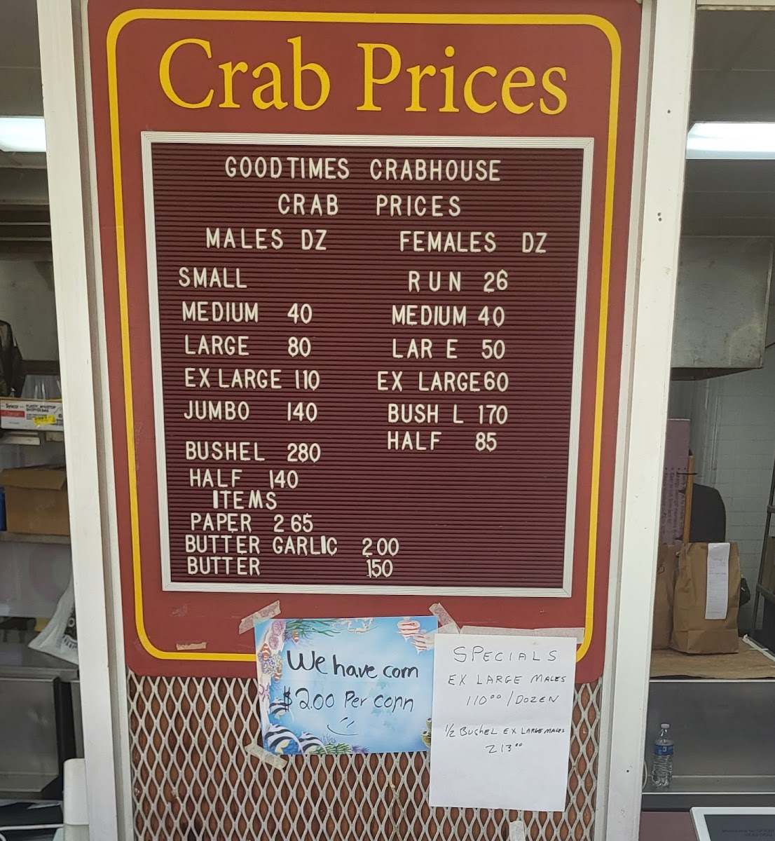Good Times Crab House Menu - Image 1